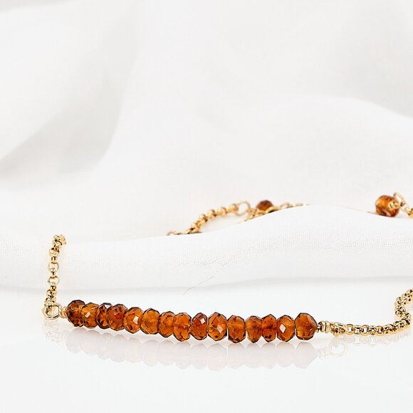 Everyday Madeira Citrine Bar Bracelet, 14k Gold Filled, Fast Shipping - Picture 1 of 10